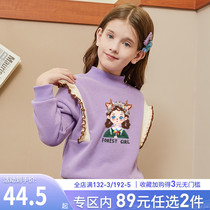 Girls' sweatshirt fleece thickened single fleece children's winter bottoming shirt children's thermal top autumn winter clothing