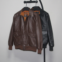 Spike quantity is not much stock clearance cowhide leather clothing mens slim short flight suit jacket