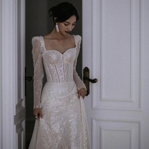  French light wedding dress 202021 new temperament to go out welcome yarn trailing engagement dress bride wedding dress