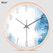 HICAT creative personality Japanese solid wood wall clock simple modern home quartz clock living room bedroom silent watch