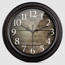 Crazy kitten HICAT European wall clock retro silent wood grain living room wall table American wall clock bedroom round clock
