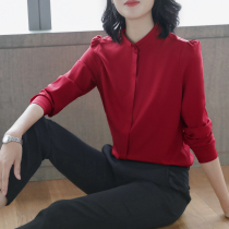 2021 autumn new long sleeve ladies collar shirt Korean shirt loose size chiffon bottoming trend top