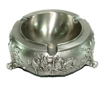Russian three sets of car tin smoke cylinder Russian tin alloy large ashtray home round ancient tin smoke cylinder
