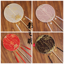 Color Meng Ancient style Ancient costume long handle group fan Hanfu Classical broken cloud fan Court group fan Beautiful fairy fan