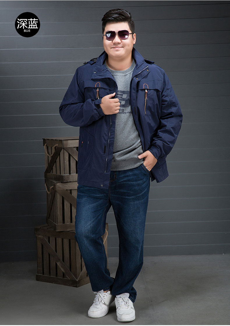 秋季大码男装加肥加大夹克男肥佬宽松大号户外运动胖子冲锋衣外套