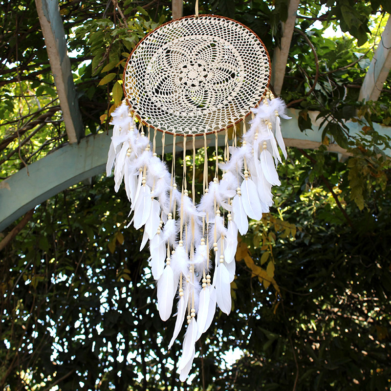dreamcatcher large ornaments wedding wedding props decorations white feather pendants make up dream net creative handmade wall hanging