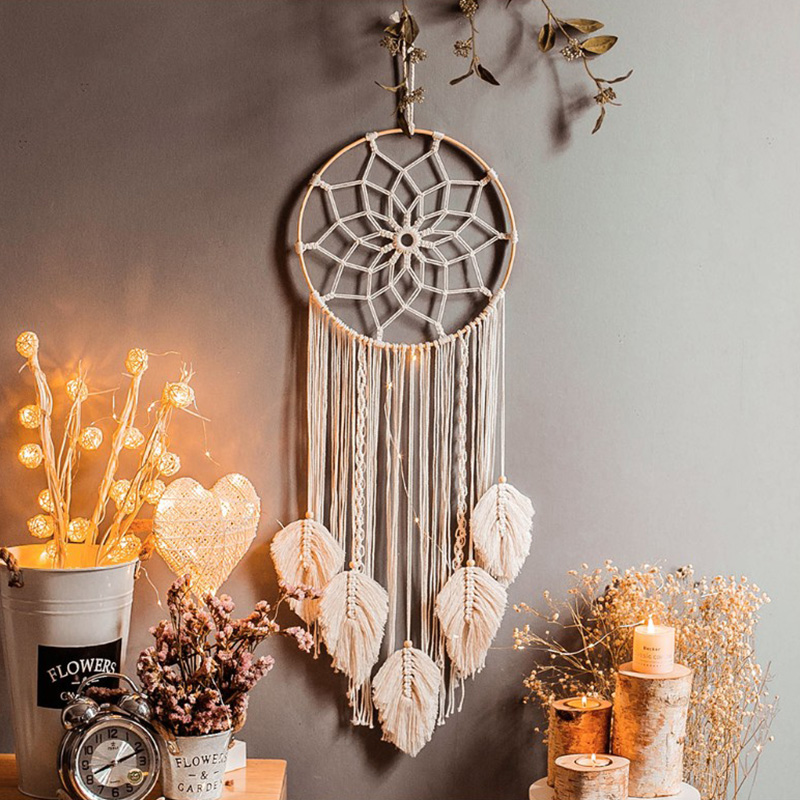 dreamcatcher large ornaments wedding wedding props decorations white feather pendants make up dream net creative handmade wall hanging
