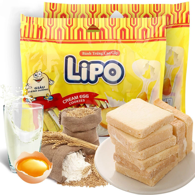 展示与对比:lipo面包干越南进口利葡奶油鸡蛋饼干300g面包片早餐糕点