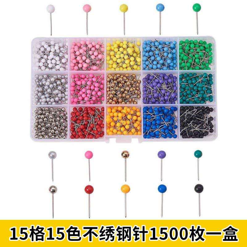 15 colors 1500 boxes Colour large head needle round ball short nail soft wood plate fixing stud nail map marking nail-Taobao
