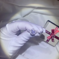 Marry wedding ring Series simulation drill shining ring thick plating pt950 water drop pear shaped wishing pool female opening ring