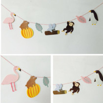 Uncle Meng ~ cute color cartoon animal colorful flag Childrens scene decoration Wall Flower party pull flag