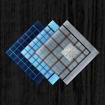 Made in Japan thin mens handkerchief Cotton and linen sweat-absorbing handkerchief Mens business square towel Plaid pocket towel soft