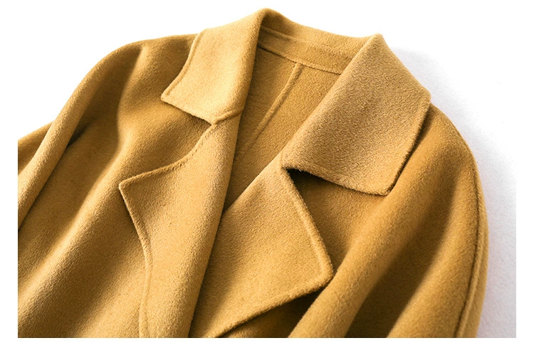 Áo khoác len phụ nữ mùa thu đông 2017 áo khoác len mới cao cấp áo khoác gió cashmere dài hai ngực áo khoác phụ nữ - Trench Coat