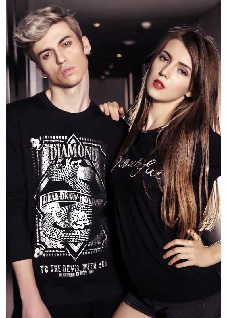 koyo时尚潮牌新品上市精致烫钻工艺纯棉圆领韩版男士修身长袖卫衣