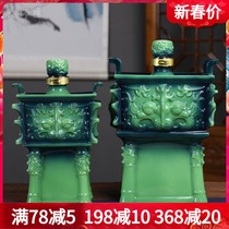 Jingdezhen Ceramic wine bottle 5 catty 10 catty of enamel Porcelain Empty Wine Jar Home Liquor Jug Wine Vat Sealed Kiln hidden cylinder