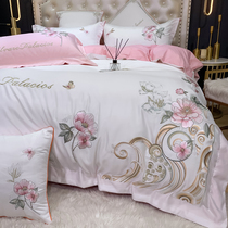 Chinese style field garden wind flowers four pieces of full cotton pure cotton princess wind three-dimensional floral embroidery quilt cover 1 8m bedding