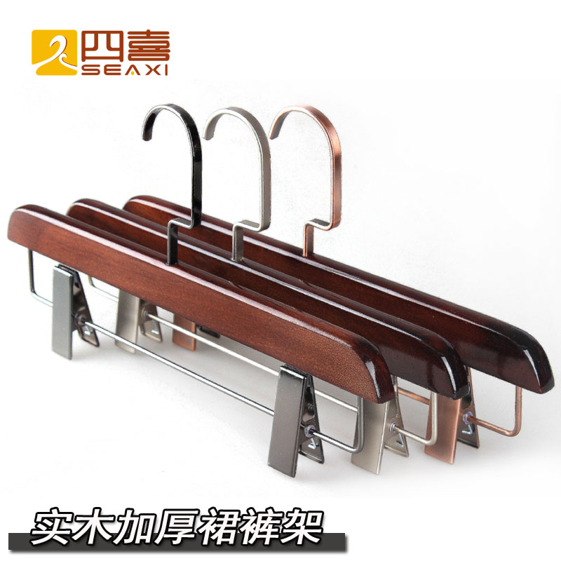 Four hi retro solid wood trouser rack pants clip men's and women's clothing store pants hanger wood skirt clip multi-function clip pants