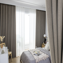 Japanese linen curtains 2021 new milk tea color custom cotton linen shading bedroom modern beige light luxury living room