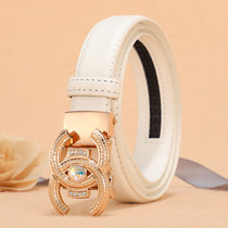 Ladies belt leather fashion trend hundred and red automatic button belt pupils Han edition personality-free pants belt