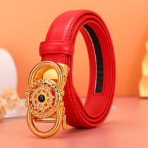 Belt female leather baby tape Korean version trend fashion personality to run belt lady without punching with jeans