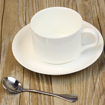 Tableware Food generation European-style pure white bone China coffee cup and saucer set Simple afternoon tea cup with spoon can be customized logo