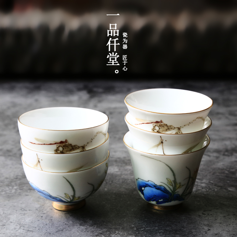 Yipin # $hand - made paint beam koubei white porcelain tea set personal master sample tea cup glass ceramic cups