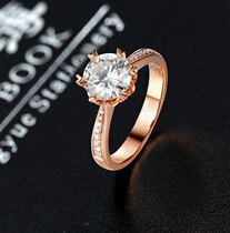 PT950 platinum shining Moissanite diamond ring six-claw snowflake rose gold diamond ring simple and wild to send his girlfriend to life