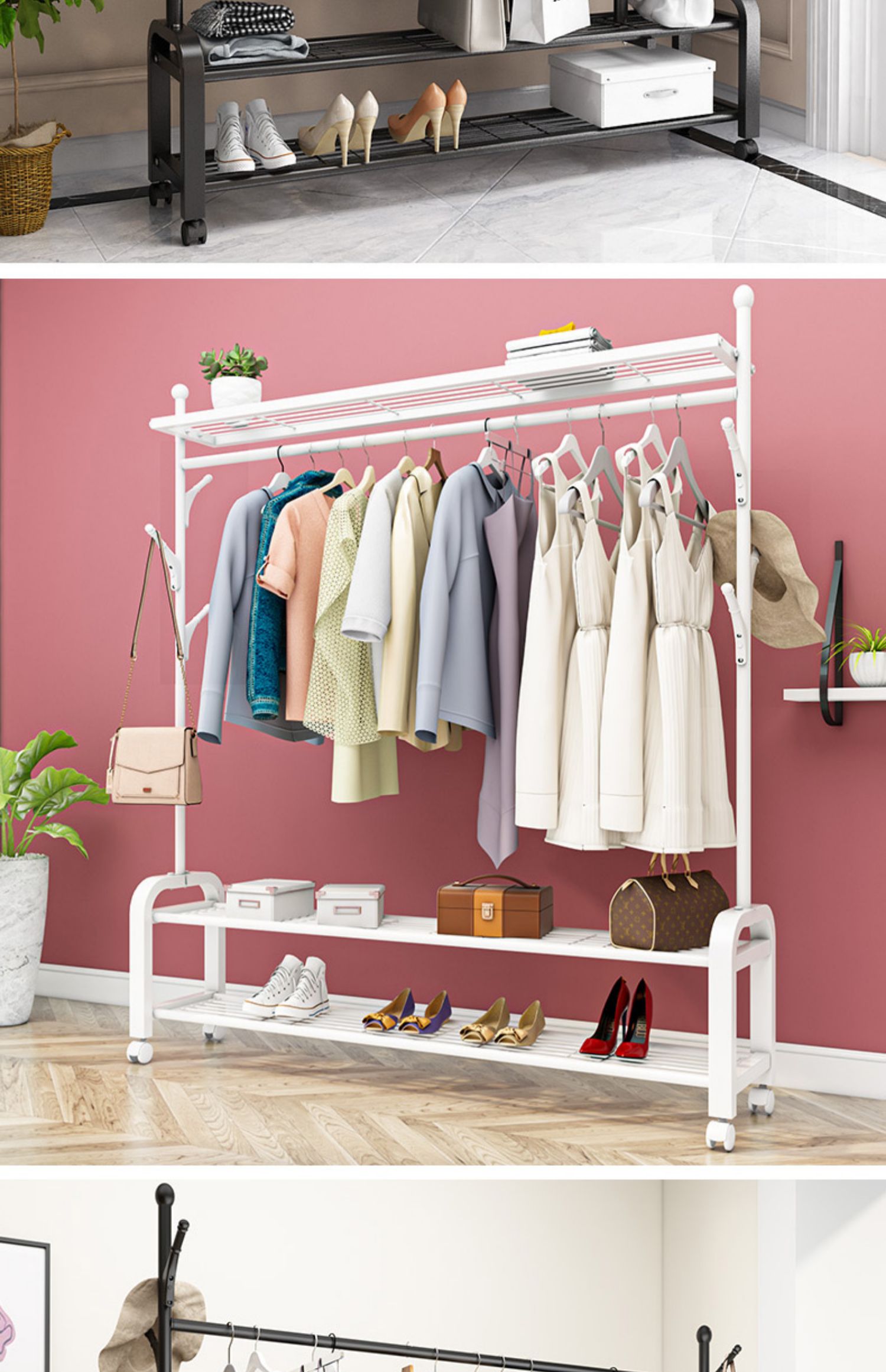 简易晾衣架落地卧室小型树叉挂衣架室内折叠单杆式挂衣服架子家用