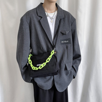 New Japanese version Korean version for mens single shoulder bag trendy retro chain fashion skewed satchel bag canvas backpack chest bag