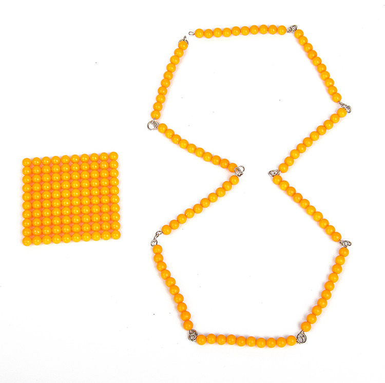 蒙台梭利 蒙氏早教十进制数学教学教具 黄色串珠棒珠子立方珠块