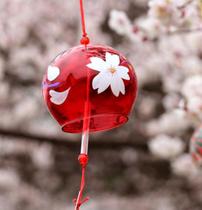 Outdoor wind chimes scenic area ornaments summer and wind chimes cherry blossom glass transparent hanging balcony outdoor courtyard