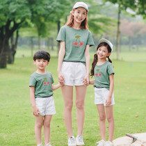 Parent-Child clothing summer clothing 2021 New Tide mother daughter mother and child cotton t a family of three four foreign style set