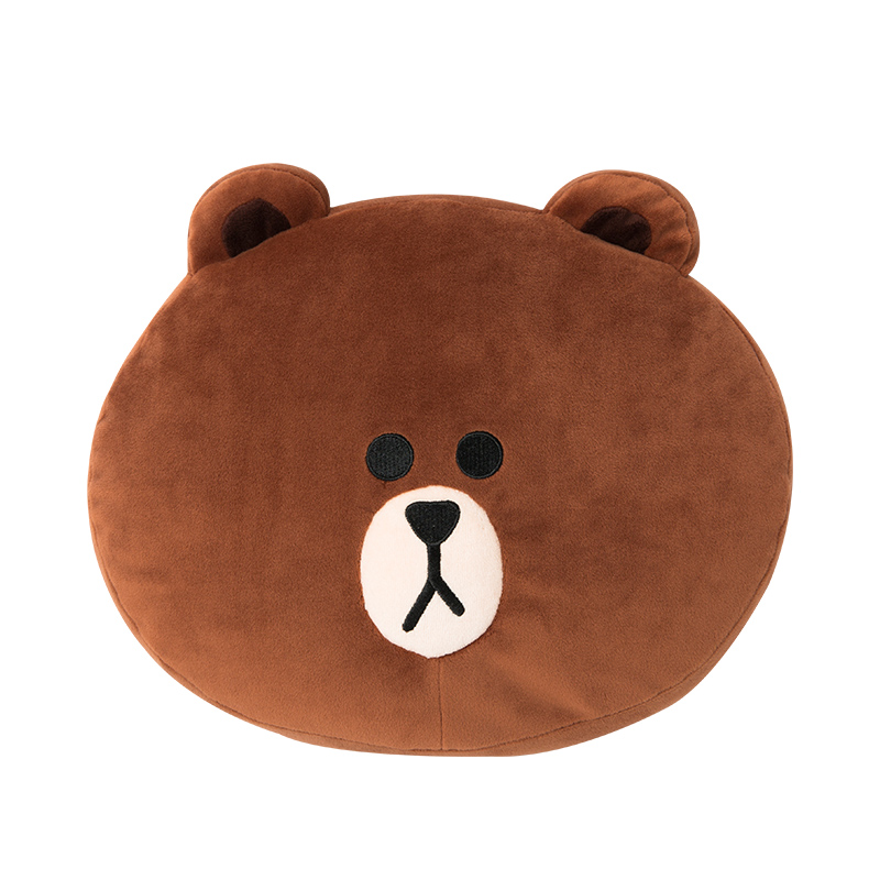 LINE FRIENDS 布朗熊脸型萌宠靠垫（42CM）动漫周边萌趣抱枕产品展示图3