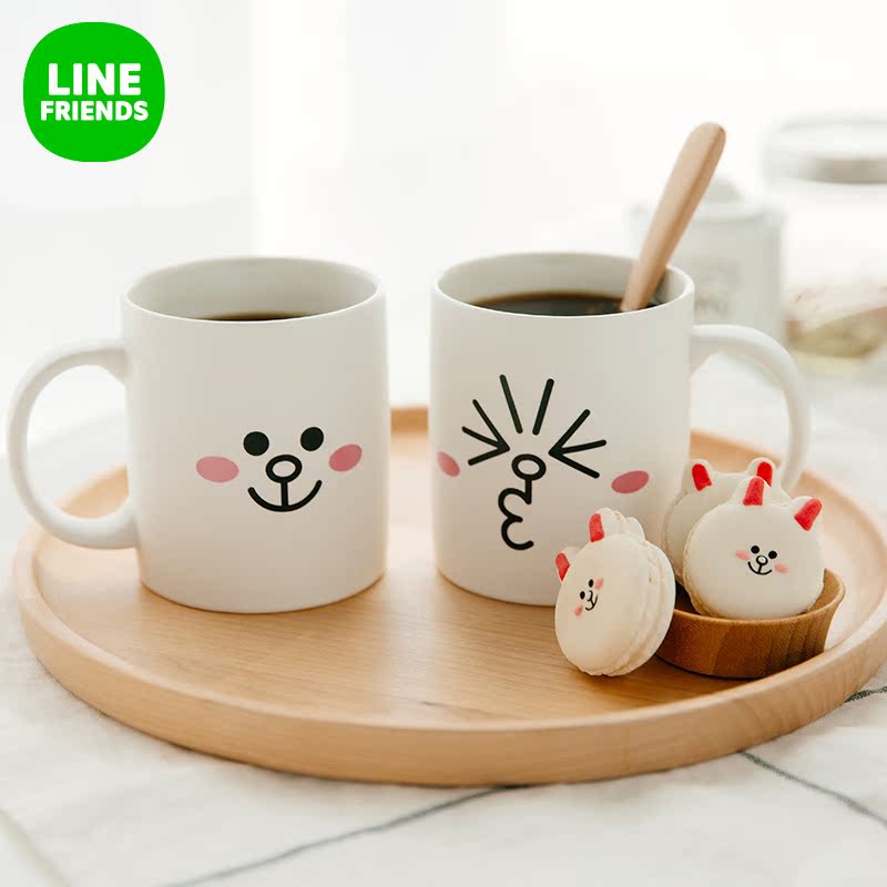 LINE FRIENDS 可妮兔陶瓷杯 动漫双面表情创意卡通形象产品展示图1