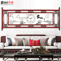 Chinese style large clock wall clock Living room household fashion creative clock wall hanging Chinese style atmospheric decoration Quartz clock