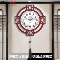 New Chinese clock wall clock Living room household fashion atmospheric quartz clock Creative mute art decoration clock wall hanging