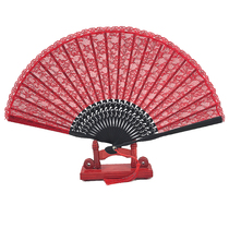 Daily retro style lace hollow white face fan folding fan Hanfu dancing cheongsam female fan folding shell fan