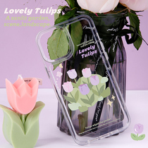 (new product) applicable apple 13 mobile phone shell new iPhone12promax protective sleeve apples 11 tulip flower anti-bend acrylic transparent cute female superior couple x full package shell