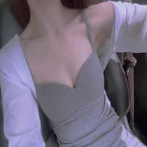 Ice Silk Short Knitted Cardiovert Woman Summer Slim Fit Sunscreen Jacket Long Sleeve Hooded Cardiovert Harness Shawl Slim Fit