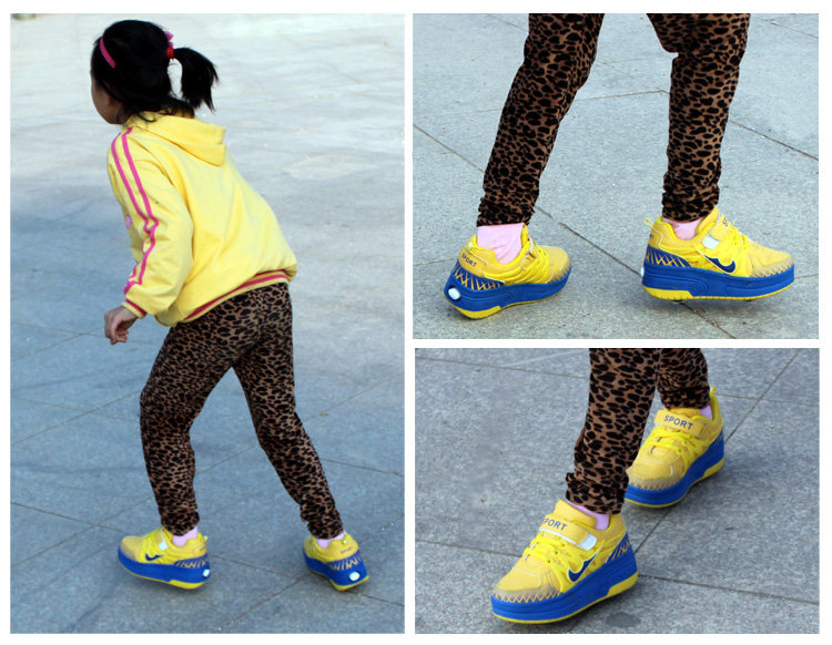 暴走鞋男童春夏自动款单轮滑轮运动鞋 双轮爆走鞋女童带轮儿童鞋