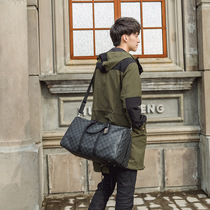 Hong Kong Fashion Long Short Trip Travel Bag Genuine Leather Plaid Handbag Trend Light Extravagant Single Shoulder Diagonal Satchel Bag