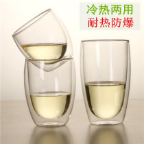 Double heat-resistant transparent glass Flower tea cup Tea cup Water cup Milk cup Juice creative insulation coffee cup