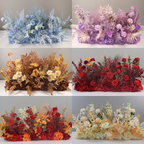 New Chinese Style Road Leads Flower Platoon Wedding Celebration Finished Wedding Platoon Stage Decoration Ground Flower Simulation Flower Wedding Arrangement