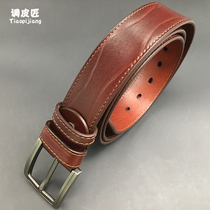 Tune cobbler belt mens leather simple casual pin buckle belt male middle-aged youth pure first layer cowhide belt tide