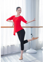 Mid-sleeve modal cotton yoga suit Modern dance practice suit Classical ethnic slim-fit body top Student dance summer