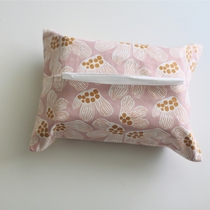 Pink petals - natural time - Japanese zakka cotton fabric paper towel set paper towel bag original handmade