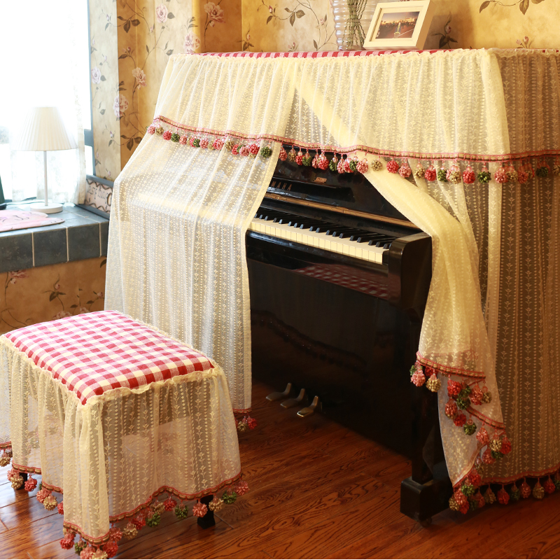 Piano cover half cover American piano towel cover embroidered piano cover dust-proof piano cover full cover lace