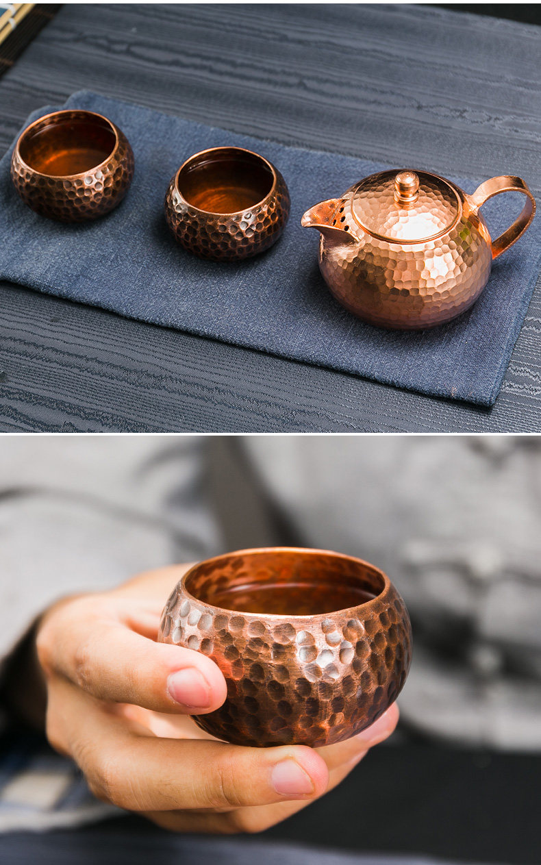 【茶杯】容山堂 纯铜茶杯茶壶过滤网 手工锤目纹泡茶器品茗