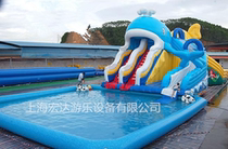 Outdoor mobile water park whale slide pool combination inflatable water slide elephant slide bracket swimming pool