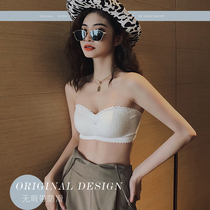 Anti-slip-free Anti-Slip Bra anti-slip bra Summer with no shoulder strap smear Breasted Lace Underwear Woman Poly-Breathable No Steel Ring